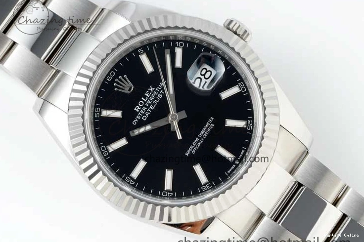 0128 Youthful DateJust 41 126334 NTF 1:1 Best Edition 904L Steel Black Stick Dial on Oyster Bracelet VR 2286